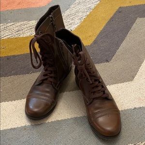 Steve Madden Troopa Brown Leather Boots Size 6.5